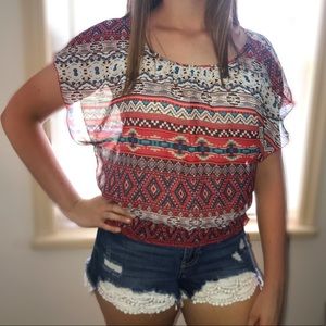 By & By Flowing Aztec Blouse